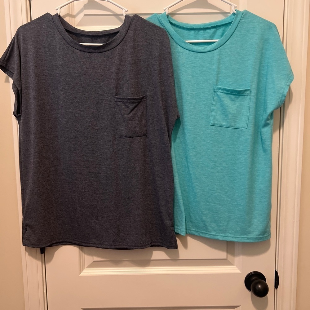 SHEIN Relaxed Fit Blue and Gray Short Sleeve Tees